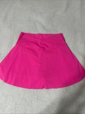 Flattering Crossover Waist Hot Pink Skater Skirt